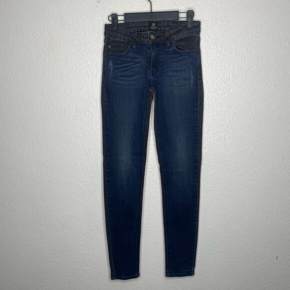 Just Black Womens Jeans Size 25 Dark Wash Denim Color Block Skinny Leg Casual - Picture 1 of 13